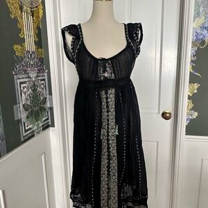 Tsumori Chisato Black Sheer Embroidered Dress | Silk Blend